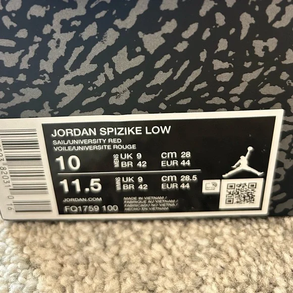 Jordan Spizike Low Sneakers, University Red, Men’s Size 10 - Picture 8 of 8